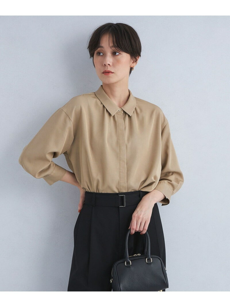 【SALE／50%OFF】襟付き ワイド 7分袖 シャツ UNITED ARROWS green label relaxing ユナイテッドアローズ グリーンレーベルリラクシング トップス シャツ・ブラウス ベージュ ホワイト ネイビー【RBA_E】【送料無料】[Rakuten Fashion]のサムネイル