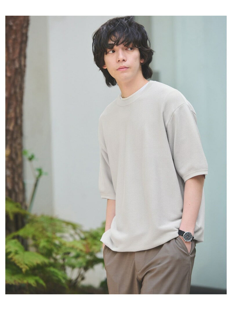樂天商城 - ガーター ドローコード 半袖 クルーネック ニット -ウォッシャブル・UVカット・遮熱- UNITED ARROWS green label relaxing ユナイテッドアローズ グリーンレーベルリラクシング トップス カットソー・Tシャツ ブラック グレー【送料無料】[Rakuten Fashion]