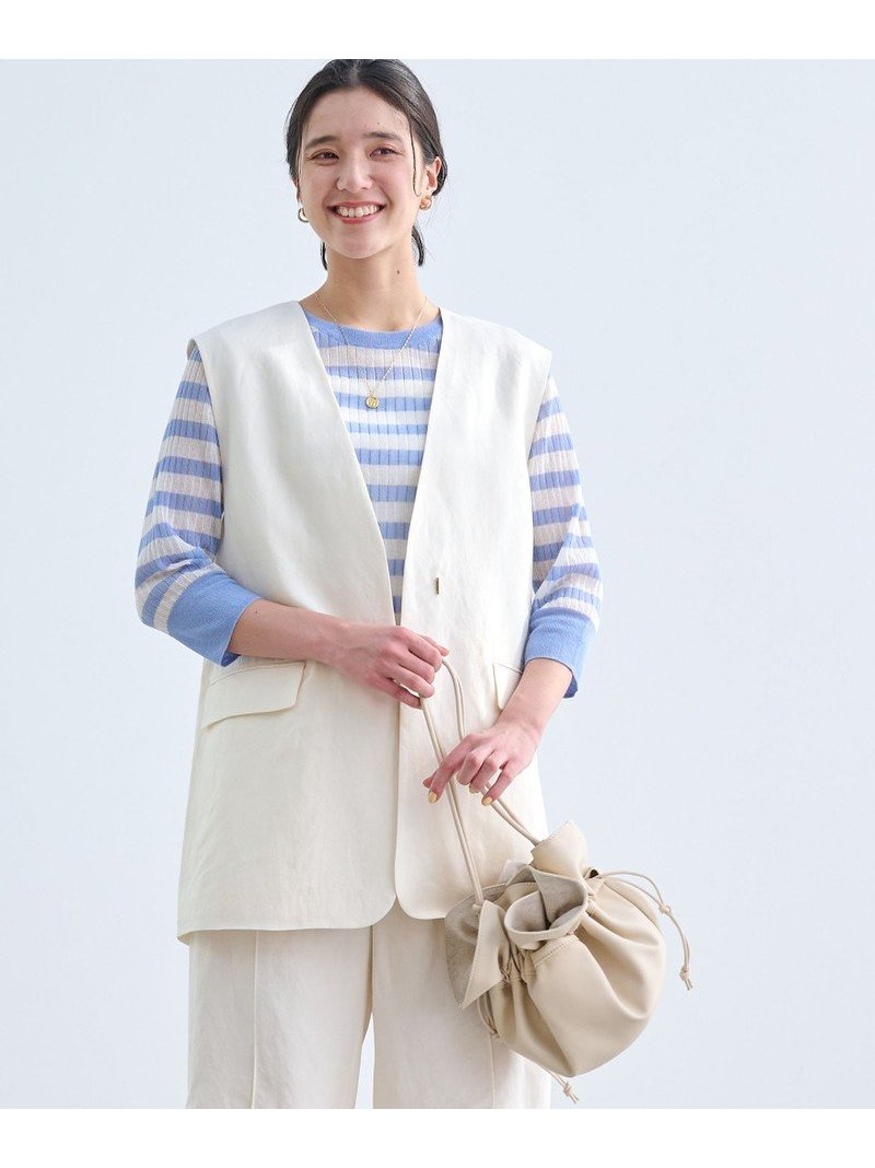 ドライ レーヨンリネン ジレ -接触冷感- UNITED ARROWS green label relaxing ユナイテッドアローズ グリーンレーベルリラクシング ジャケット・アウター テーラードジャケット・ブレザー ホワイト ベージュ ネイビー【送料無料】[Rakuten Fashion]のサムネイル