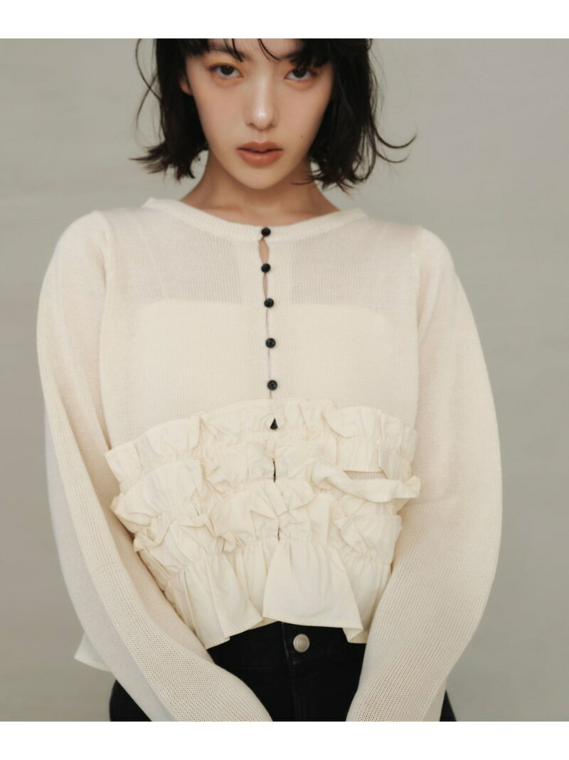 Rakuten - 【SALE／30%OFF】＜EMMEL REFINES＞EM ドッキングフリル 2WAY ニット EMMEL REFINES ユナイテッドアローズ グリーンレーベルリラクシング トップス ニット ブラック ホワイト【RBA_E】【送料無料】[Rakuten Fashion]