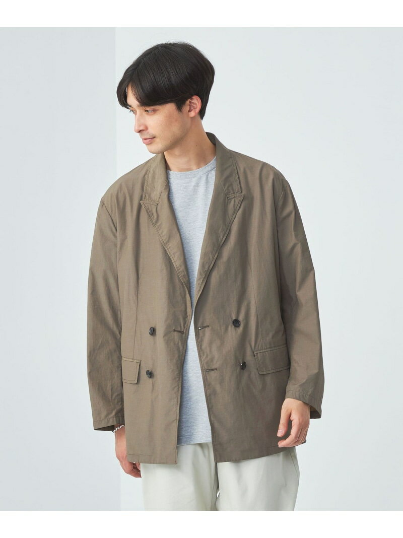 ナイロン コットン ワッシャー ダブルブレスト ジャケット UNITED ARROWS green label relaxing ユナイテッドアローズ グリーンレーベルリラクシング ジャケット・アウター テーラードジャケット・ブレザー ブラウン ネイビー