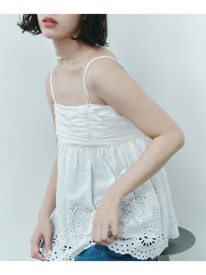 Rakuten - ＜EMMEL REFINES＞EM スカラ シシュウ キャミ EMMEL REFINES ユナイテッドアローズ グリーンレーベルリラクシング トップス シャツ・ブラウス ホワイト ブラック【送料無料】[Rakuten Fashion]