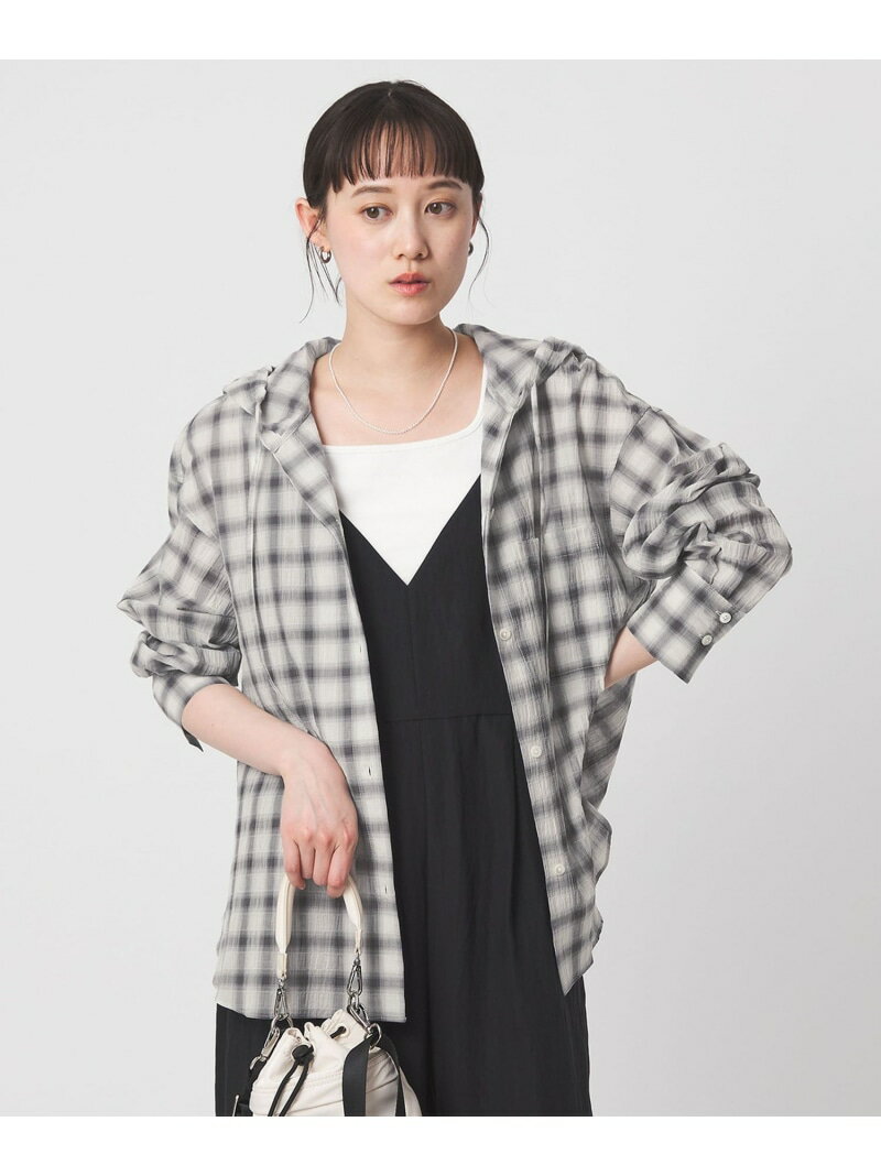 乐天商城 - 【WEB限定】＜at ease＞フード チェック シャツ UNITED ARROWS green label relaxing ユナイテッドアローズ グリーンレーベルリラクシング トップス シャツ・ブラウス ブルー グレー【送料無料】[Rakuten Fashion]