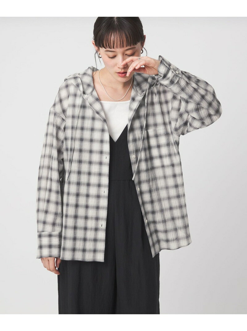 【SALE／50%OFF】【WEB限定】＜at ease＞フード チェック シャツ UNITED ARROWS green label relaxing ユナイテッドアローズ グリーンレーベルリラクシング トップス シャツ・ブラウス ブルー グレー【RBA_E】[Rakuten Fashion] greenlabelrelaxing-10067301 green label relaxing サンプル画像3