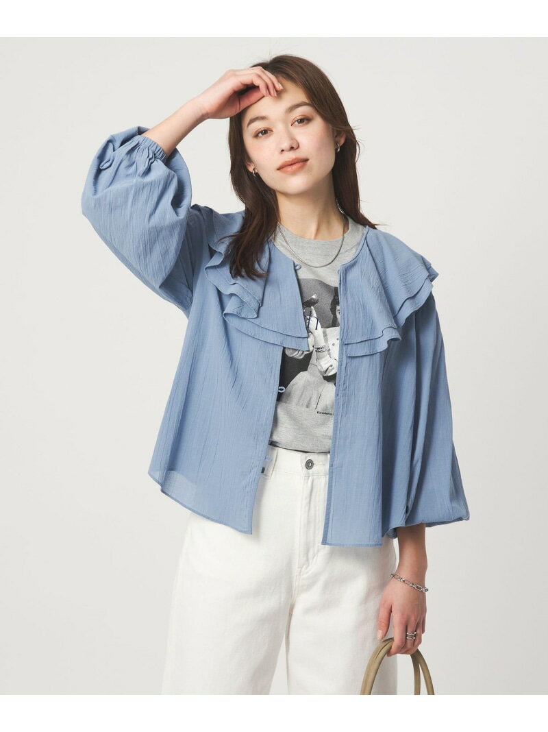 Rakuten - 【SALE／25%OFF】100/2 ラッフルカラー ブラウス UNITED ARROWS green label relaxing ユナイテッドアローズ グリーンレーベルリラクシング トップス シャツ・ブラウス ベージュ ブルー ホワイト ブラック【RBA_E】【送料無料】[Rakuten Fashion]
