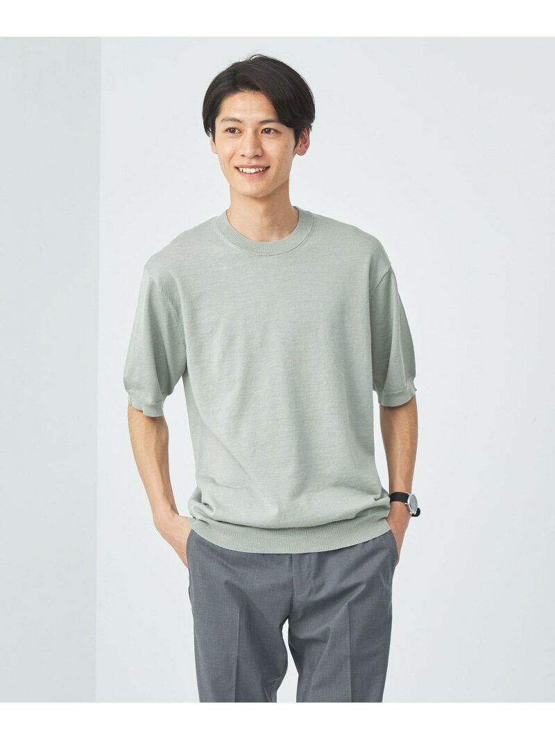 ラミー ナイロン クルーネック Tシャツ 半袖ニット -ウォッシャブル- UNITED ARROWS green label relaxing ユナイテッドアローズ グリーンレーベルリラクシング トップス ニット グリーン ブラック グレー【送料無料】[Rakuten Fashion] 1