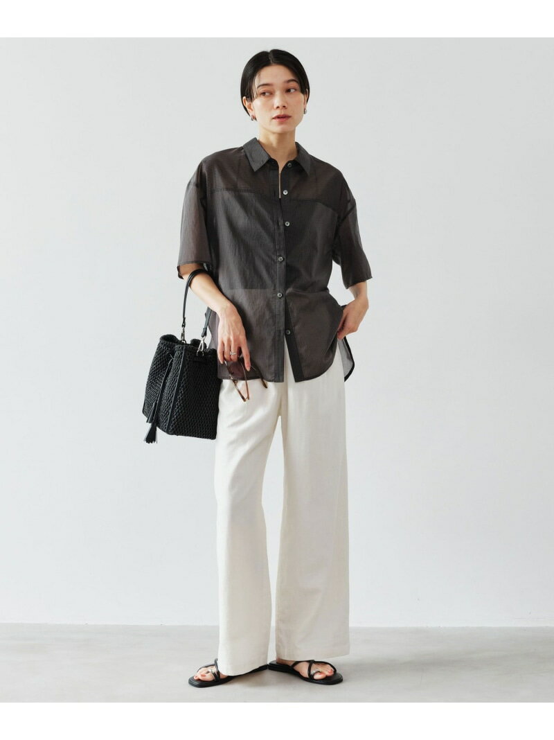 BREEZE LINEN ブリーズリネン ワイド パンツ オフホワイト ドット UNITED ARROWS g...