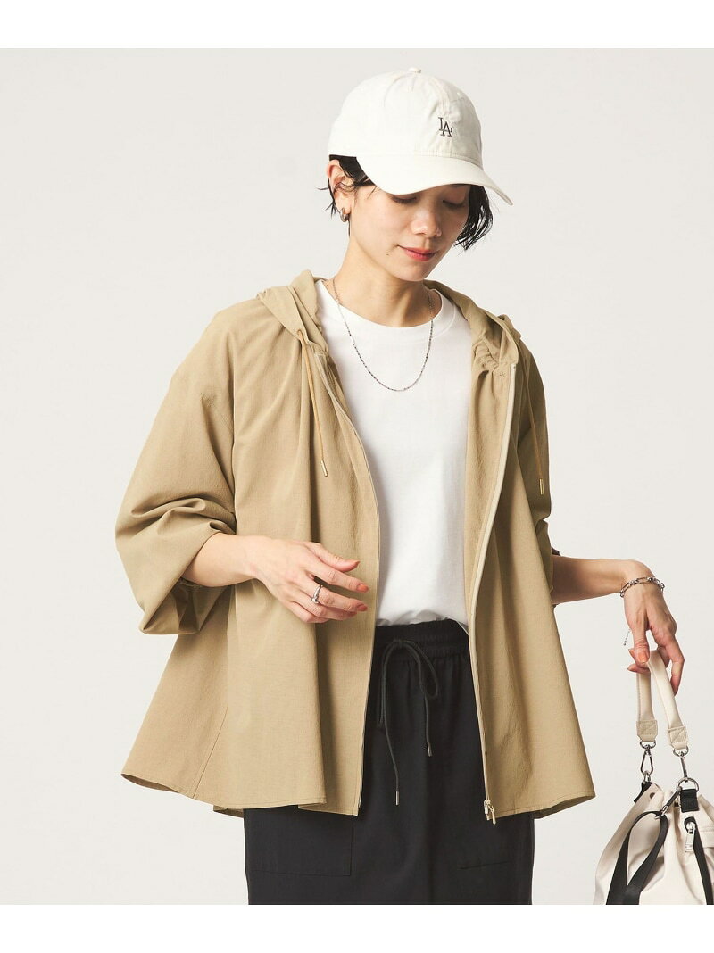 Rakuten - [size SHORTあり]フードギャザーシャツ マシンウォッシャブル 吸水速乾 通気性 UVカット UNITED ARROWS green label relaxing ユナイテッドアローズ グリーンレーベルリラクシング トップス シャツ・ブラウス ホワイト ブラウン 【先行予約】*【送料無料】[Rakuten Fashion]