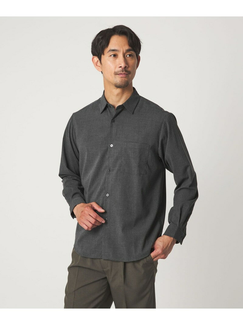 乐天商城 - 【WEB限定】JUST fit ウールライク シャツ -横ストレッチ- UNITED ARROWS green label relaxing ユナイテッドアローズ グリーンレーベルリラクシング トップス シャツ・ブラウス グレー ブラック【送料無料】[Rakuten Fashion]