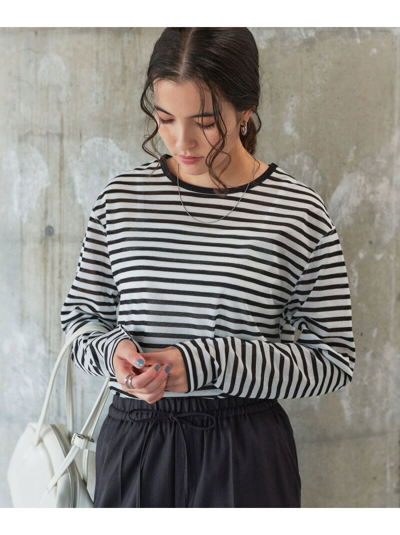 シアー ロングスリーブ Tシャツ UNITED ARROWS green label relaxing ユナイテッドアローズ グリーンレーベルリラクシング トップス カットソー・Tシャツ ブルー ピンク ブラック ホワイト【送料無料】[Rakuten Fashion]のサムネイル