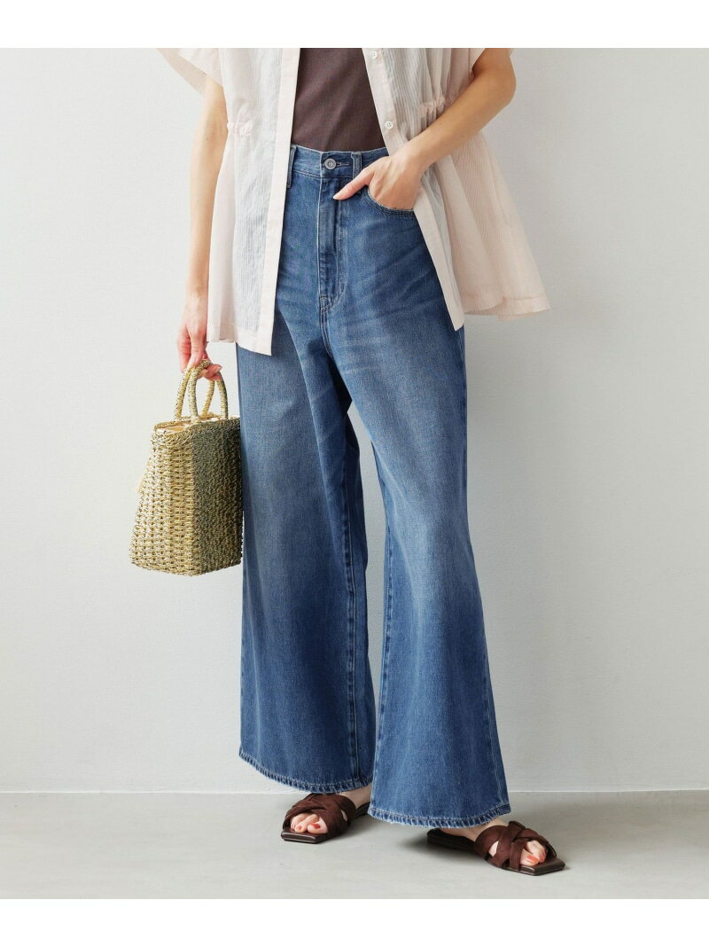 ＜スタイリスト兵藤千尋さんコラボ＞ワイド ライト デニム 接触冷感 UNITED ARROWS green label relaxing ユナイテッドアローズ グリーンレーベルリラクシング パンツ ジーンズ・デニムパンツ ホワイト ベージュ