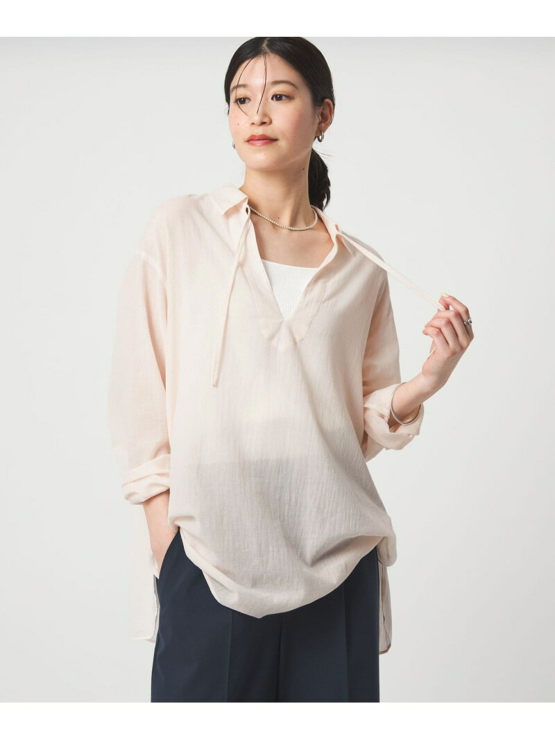 Rakuten - 【WEB限定】＜at ease＞シアー スキッパー シャツ UNITED ARROWS green label relaxing ユナイテッドアローズ グリーンレーベルリラクシング トップス シャツ・ブラウス ブラウン ホワイト ピンク【送料無料】[Rakuten Fashion]