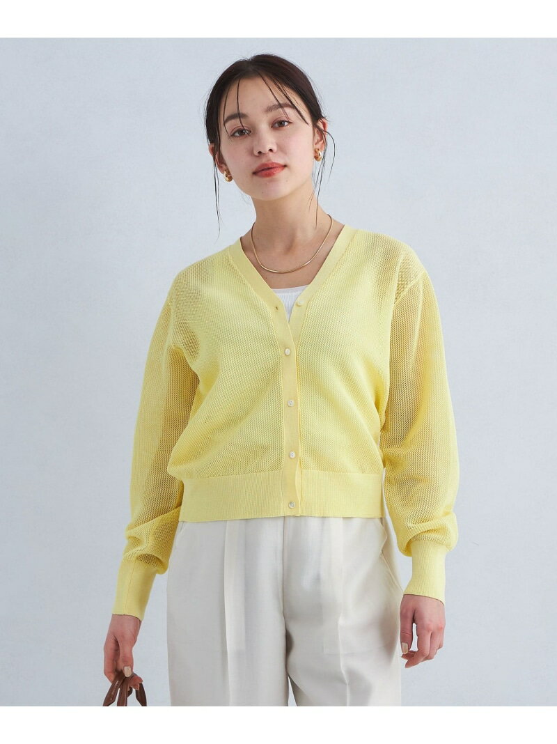 【SALE／50%OFF】メッシュ Vネック ニット カーディガン -ウォッシャブル- UNITED ARROWS green label relaxing ユナイテッドアローズ グリーンレーベルリラクシング トップス カーディガン ブラック ホワイト イエロー【RBA_E】【送料無料】[Rakuten Fashion]のサムネイル