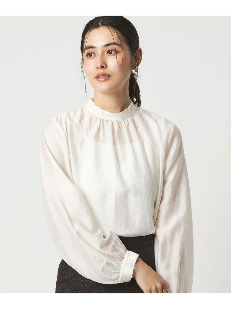 Rakuten - 【SALE／30%OFF】フェイクパール スタンドネック ブラウス UNITED ARROWS green label relaxing ユナイテッドアローズ グリーンレーベルリラクシング トップス シャツ・ブラウス ホワイト ネイビー【RBA_E】【送料無料】[Rakuten Fashion]