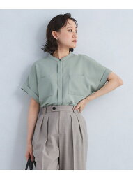 [size SHORTあり]スタンド ショート スリーブ ポケット シャツ -マシンウォッシャブル・防シワ- UNITED ARROWS green label relaxing ユナイテッドアローズ グリーンレーベルリラクシング トップス シャツ・ブラウス グリーン グレー ホワイト【送料無料】[Rakuten Fashion]