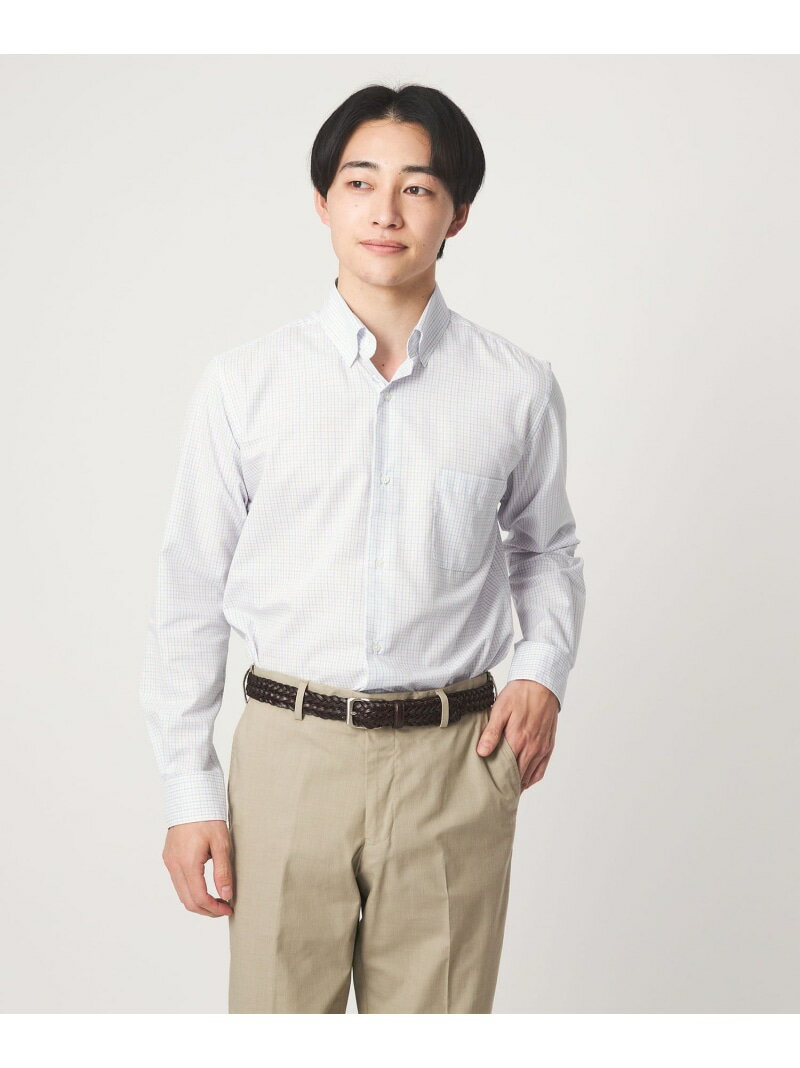 Rakuten - エブリット TC パナマ チェック スナップ ボタンダウン シャツ -イージーアイロン・通気性- UNITED ARROWS green label relaxing ユナイテッドアローズ グリーンレーベルリラクシング トップス シャツ・ブラウス ブルー【送料無料】[Rakuten Fashion]