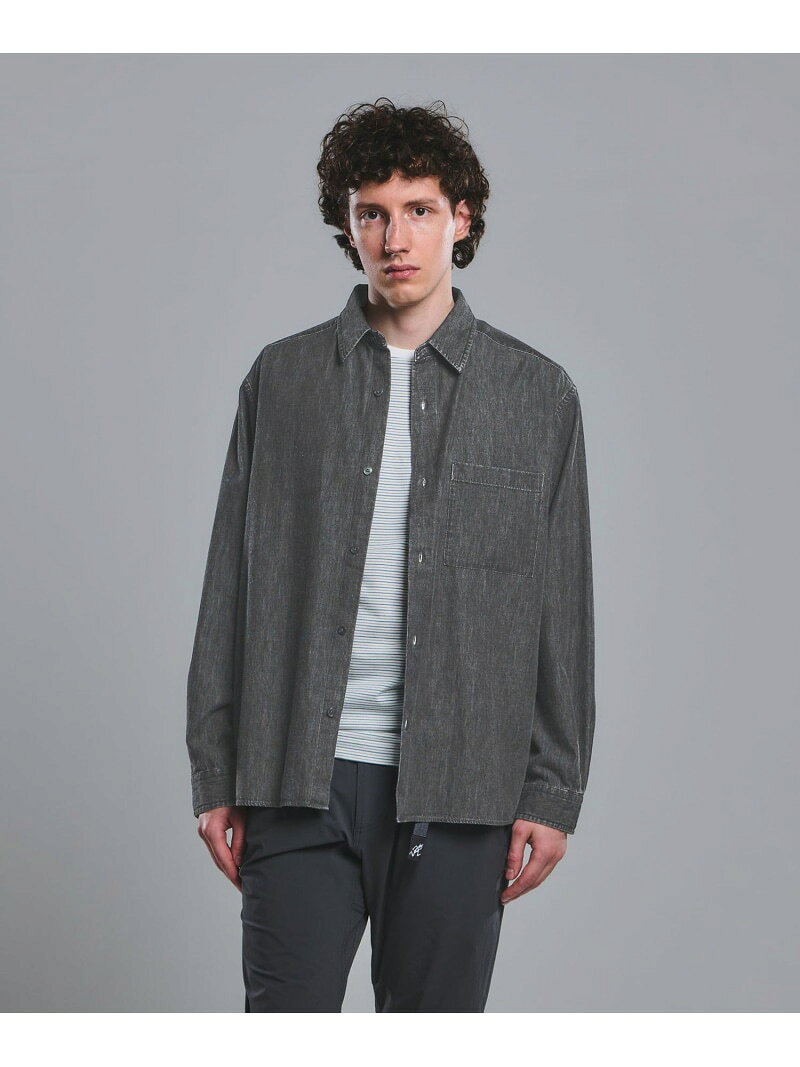 Rakuten - フェード デニム マイン レギュラーカラー シャツ UNITED ARROWS green label relaxing ユナイテッドアローズ グリーンレーベルリラクシング トップス シャツ・ブラウス グレー ネイビー【送料無料】[Rakuten Fashion]