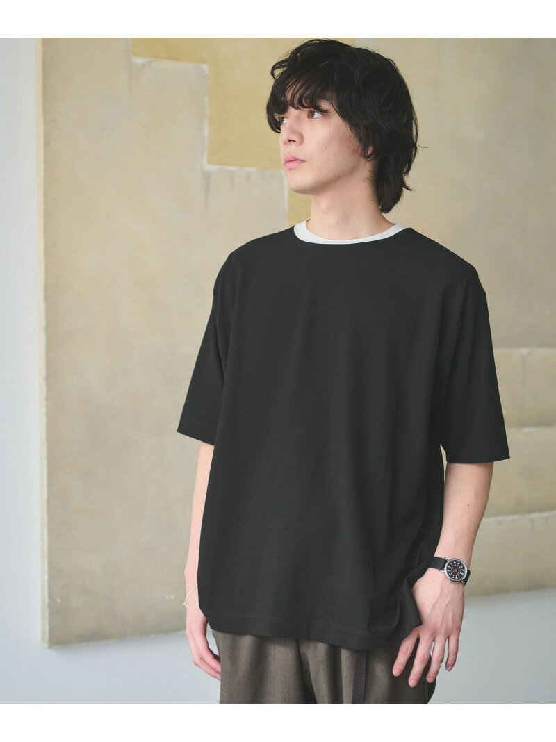 乐天商城 - KIVANC ノーカラー 半袖 Tシャツ UNITED ARROWS green label relaxing ユナイテッドアローズ グリーンレーベルリラクシング トップス カットソー・Tシャツ グレー ブラック【送料無料】[Rakuten Fashion]