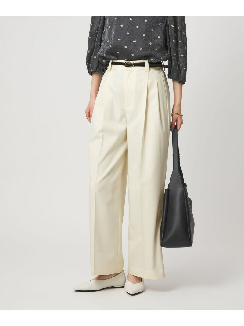 [size SHORT/TALLあり]ツイル イージー ワイド パンツ オフホワイト UNITED ARROWS green label relaxing ユナイテッドアローズ グリーンレーベルリラクシング パンツ スラックス・ドレスパンツ ホワイト【先行予約】*【送料無料】[Rakuten Fashion]