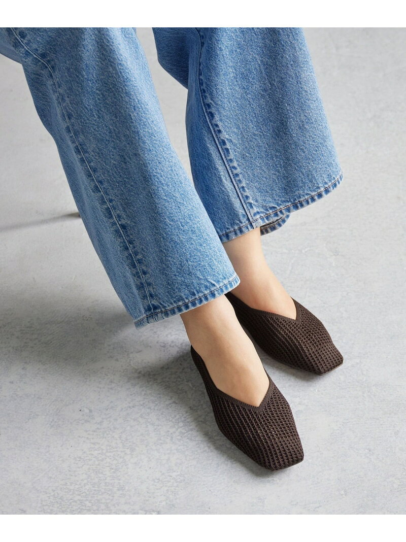 Rakuten - ウェルネスシアー スクエア V フラットシューズ / ニットシューズ UNITED ARROWS green label relaxing ユナイテッドアローズ グリーンレーベルリラクシング シューズ・靴 パンプス グリーン ブラウン ブラック シルバー【送料無料】[Rakuten Fashion]