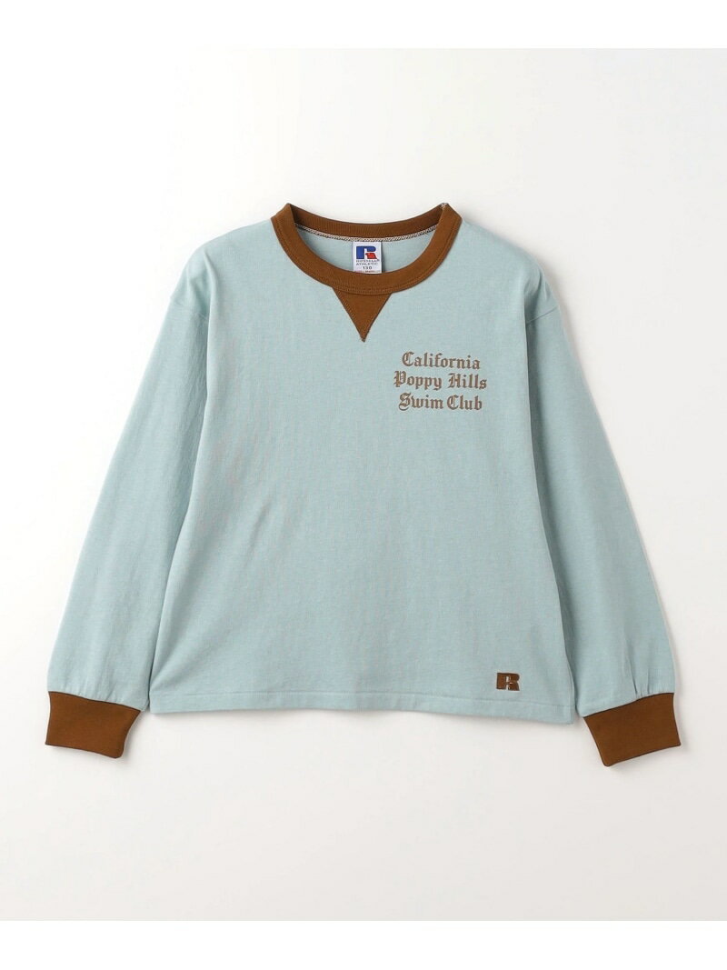 ＜RUSSELL ATHLETIC＞TJ EX プリントリンガー ロングスリーブ 100cm-130cm UNITED ARROWS green label relaxing ユナイテッドアローズ グリーンレーベルリラクシング トップス カットソー・Tシャツ ブルー グリーン