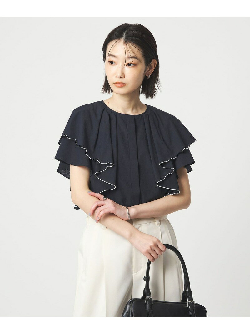 Rakuten - Breeze Cool ラッフル ブラウス マシンウォッシャブル 吸水速乾 通気性 UVカット UNITED ARROWS green label relaxing ユナイテッドアローズ グリーンレーベルリラクシング トップス シャツ・ブラウス ネイビー グレー ホワイト【送料無料】[Rakuten Fashion]