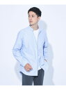 【WEB限定】JUSTFIT バンドカラー オックスフォード シャツ UNITED ARROWS green label relaxing ユナイテッドアローズ グリーンレーベルリラクシング トップス シャツ・ブラウス ブルー ホワイト ネイビー【送料無料】[Rakuten Fashion]