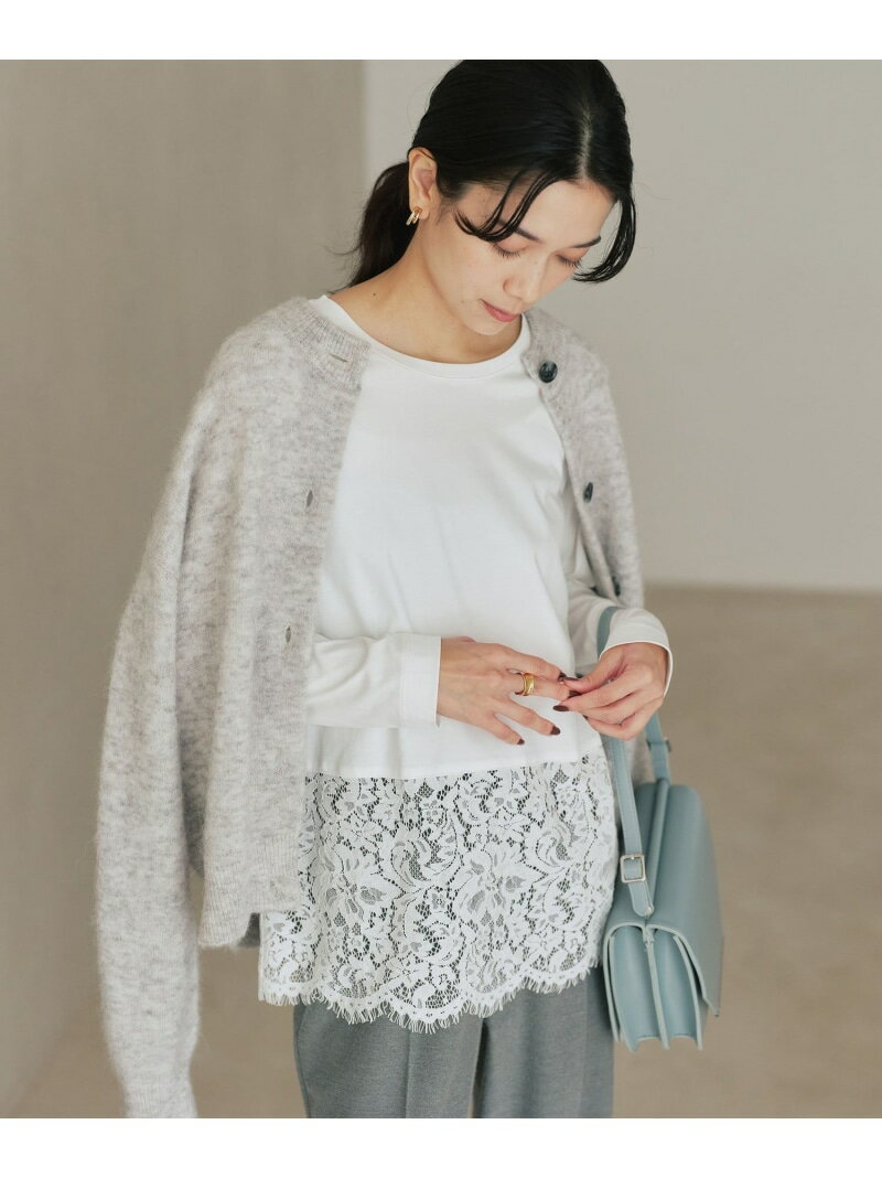 スソ レース プルオーバー UNITED ARROWS green label relaxing ユナイテッドアローズ グリーンレーベルリラクシング トップス カットソー・Tシャツ ホワイト ブラック【送料無料】[Rakuten Fashion]のサムネイル