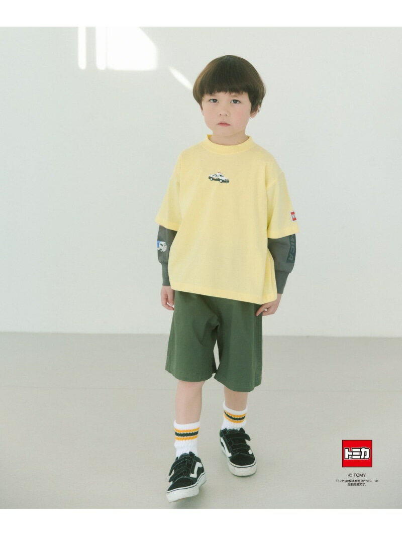 【SALE／40%OFF】【別注】＜TOMICA＞レイヤード ロングスリーブ Tシャツ / キッズ 100cm-120cm UNITED ARROWS green label relaxing ユナイテッドアローズ グリーンレーベルリラクシング トップス カットソー・Tシャツ グリーン イエロー【RBA_E】[Rakuten Fashion]のサムネイル