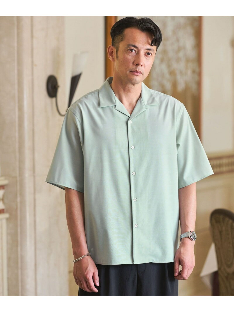 ウォッシャブルトロ オープンカラー シャツ -ストレッチ- UNITED ARROWS green label relaxing ユナイテッドアローズ グリーンレーベルリラクシング トップス シャツ・ブラウス ブラック ピンク