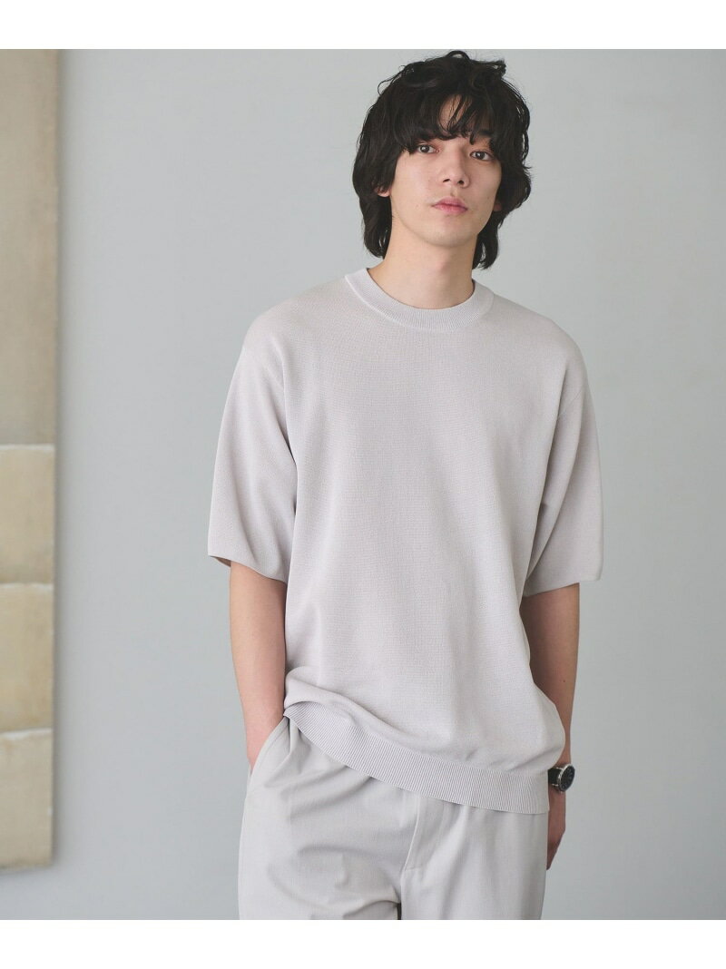BREEZY ペーパー 半袖 クルーネック ニット Tシャツ -ハンドウォッシャブル・抗菌...