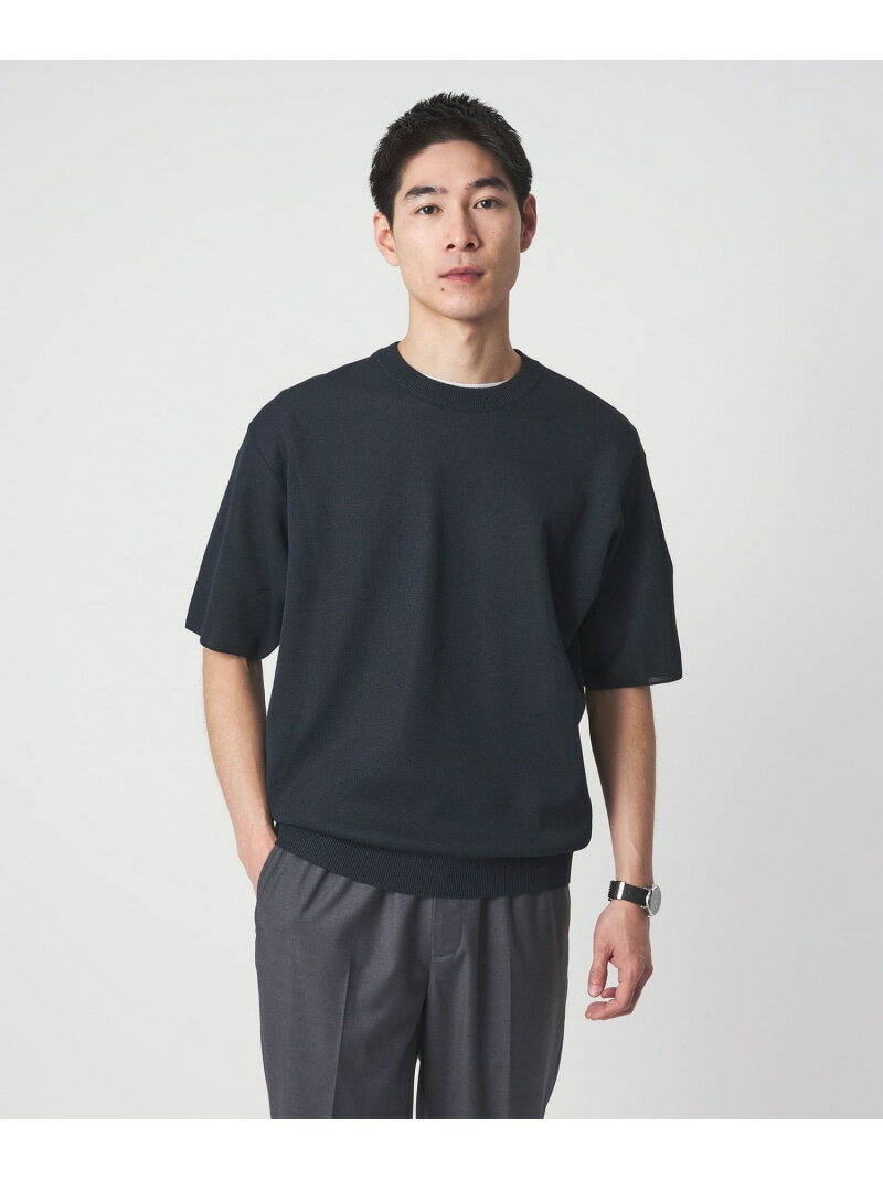 BREEZY ペーパー 半袖 クルーネック ニット Tシャツ -ハンドウォッシャブル・抗菌...