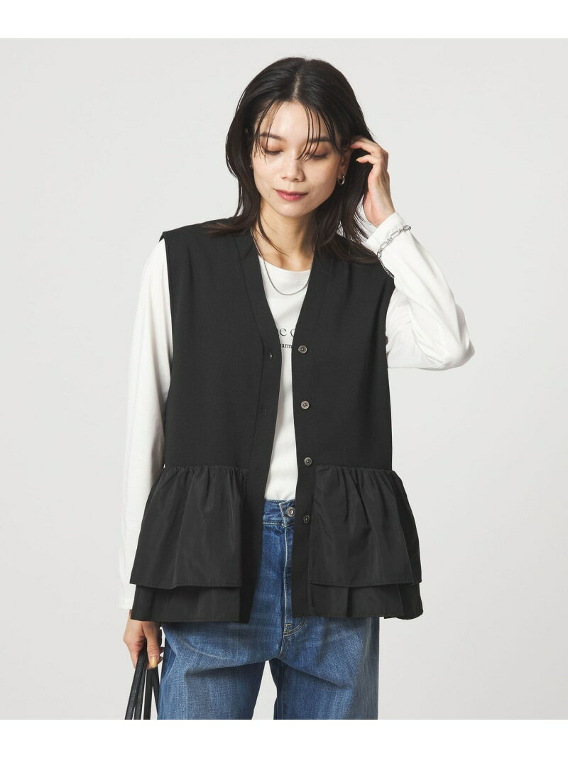 【SALE／25%OFF】フリル ドッキング ペプラム ニット ジレ ウォッシャブル UNITED ...