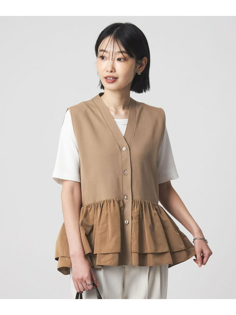 【SALE／25%OFF】フリル ドッキング ペプラム ニット ジレ ウォッシャブル UNITED ...