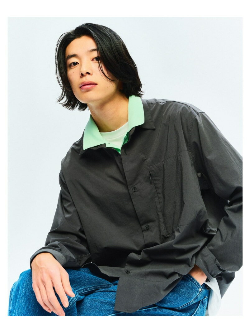 Rakuten - WONDER CLOTH ボックス シルエット 長袖 シャツ -ストレッチ・接触冷感・吸水速乾- UNITED ARROWS green label relaxing ユナイテッドアローズ グリーンレーベルリラクシング トップス シャツ・ブラウス グレー ブラック【送料無料】[Rakuten Fashion]