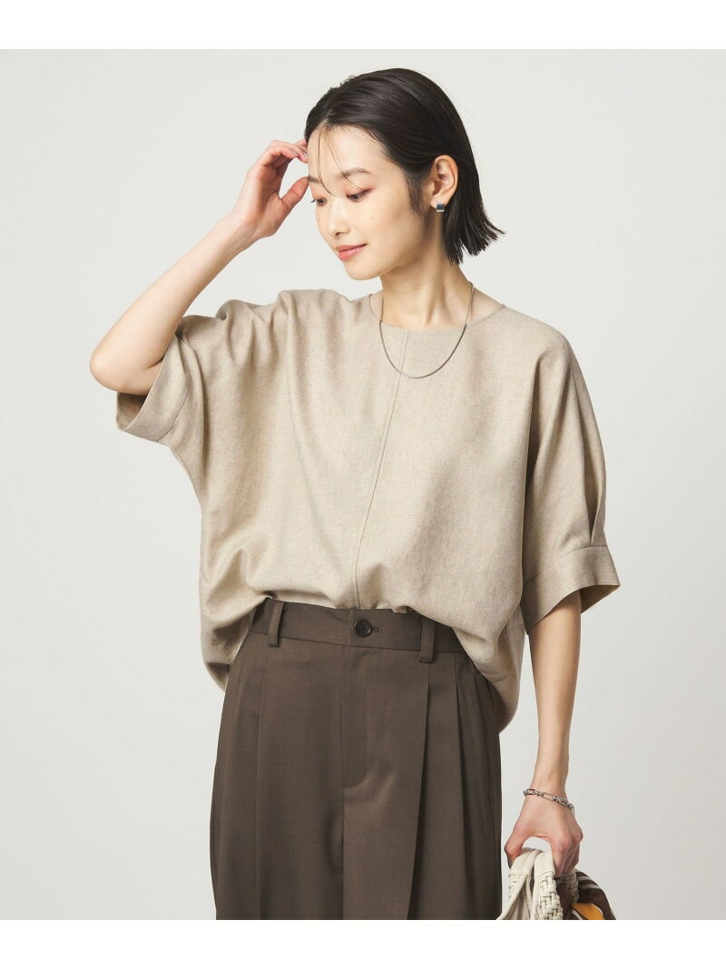Rakuten - リネンライク ブラウス マシンウォッシャブル ストレッチ UVカット UNITED ARROWS green label relaxing ユナイテッドアローズ グリーンレーベルリラクシング トップス シャツ・ブラウス ホワイト ネイビー ブラウン【送料無料】[Rakuten Fashion]