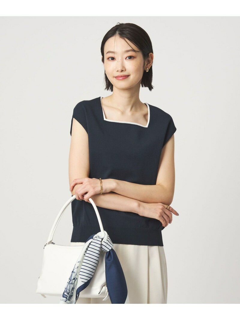 乐天商城 - HIYOKE スクエアネック フレンチスリーブ ニット UNITED ARROWS green label relaxing ユナイテッドアローズ グリーンレーベルリラクシング トップス ニット レッド ブラウン ネイビー グレー ホワイト【送料無料】[Rakuten Fashion]