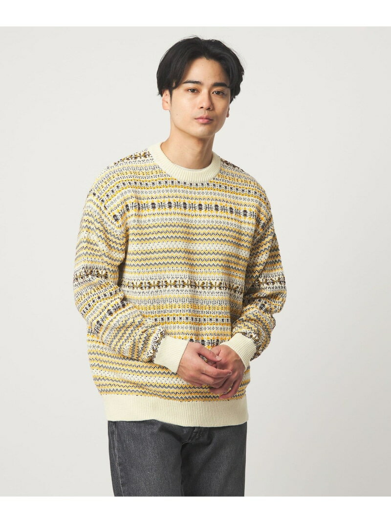 コットン フェアアイル シングルジャガード クルーネック ニット UNITED ARROWS green label relaxing ユナイテッドアローズ グ...