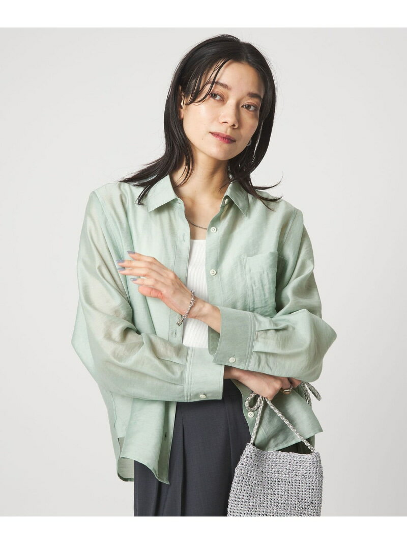 Rakuten - エアリー シアー ロングスリーブ シャツ ウォッシャブル 接触冷感 UNITED ARROWS green label relaxing ユナイテッドアローズ グリーンレーベルリラクシング トップス シャツ・ブラウス ホワイト グレー【送料無料】[Rakuten Fashion]
