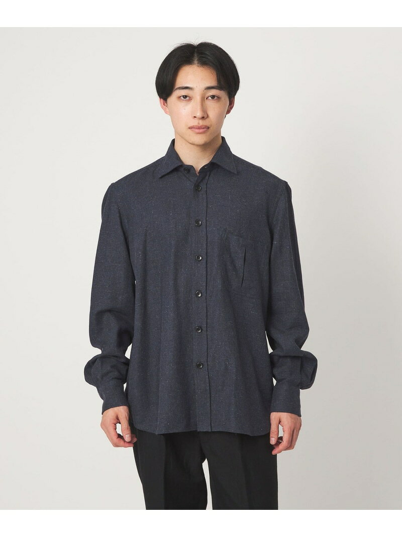 Rakuten - ＜Errico Formicola＞L/C メランジ GIANNI シャツ UNITED ARROWS green label relaxing ユナイテッドアローズ グリーンレーベルリラクシング トップス シャツ・ブラウス ネイビー【送料無料】[Rakuten Fashion]