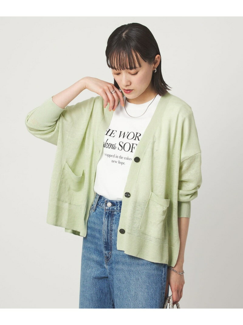 樂天商城 - フレンチリネン Vネック カーディガン ウォッシャブル UNITED ARROWS green label relaxing ユナイテッドアローズ グリーンレーベルリラクシング トップス カーディガン ピンク ブラウン ホワイト ブラック【送料無料】[Rakuten Fashion]