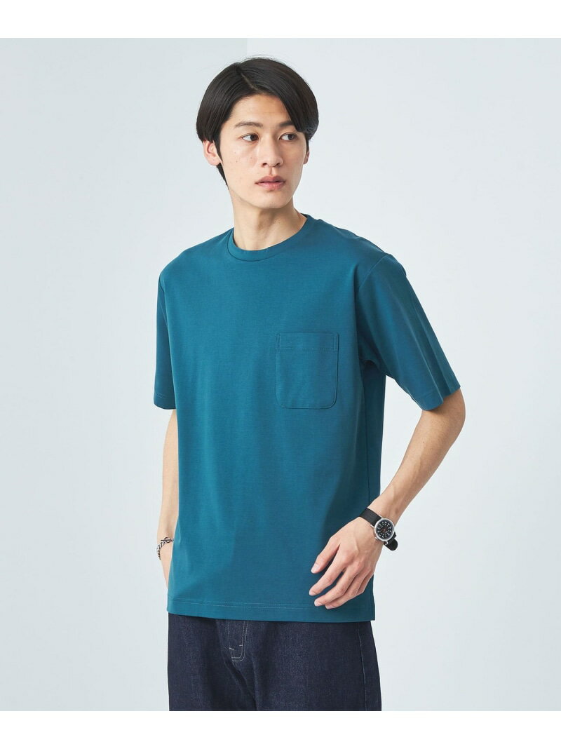 オーガニック ポンチ クルーネック Tシャツ UNITED ARROWS green label relaxing ユナイテッドアローズ グリーンレーベルリラクシング トップス カットソー・Tシャツ ブルー ホワイト ブラック ブラウン