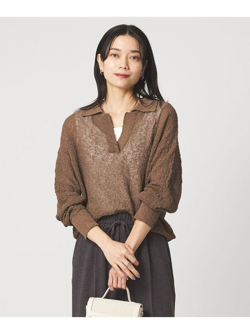 樂天商城 - ノットヤーン スキッパー プルオーバー ウォッシャブル UNITED ARROWS green label relaxing ユナイテッドアローズ グリーンレーベルリラクシング トップス ニット ホワイト ブラック ブラウン【送料無料】[Rakuten Fashion]
