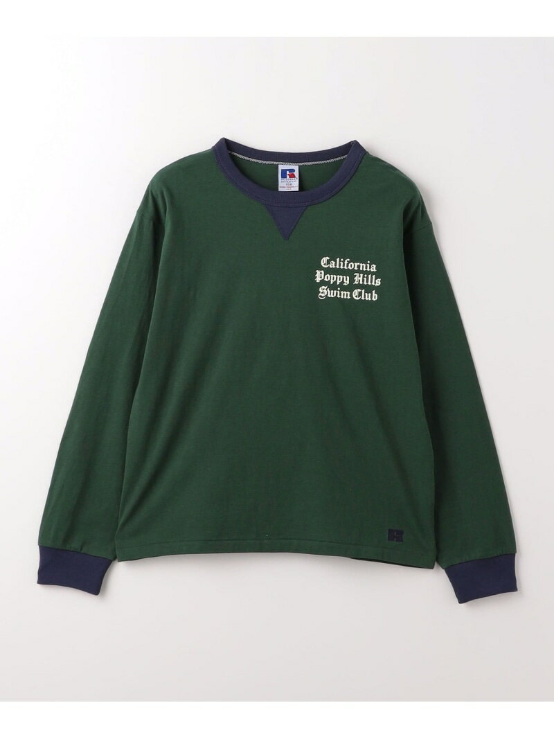 ＜RUSSELL ATHLETIC＞TJ EX プリントリンガー ロングスリーブ 140cm-150cm UNITED ARROWS green label relaxing ユナイテッドアローズ グリーンレーベルリラクシング トップス カットソー・Tシャツ グリーン ブルー