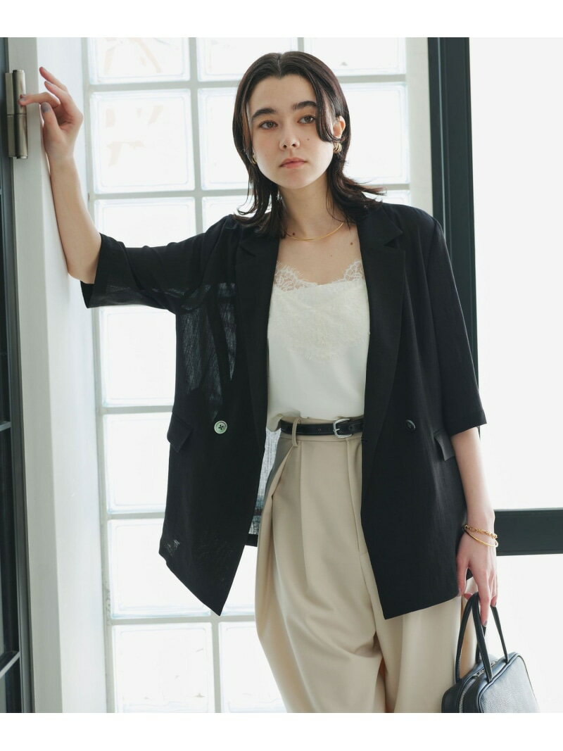 Rakuten - 【結論シリーズ】シアーエアミドルスリーブジャケット[size SHORTあり] UNITED ARROWS green label relaxing ユナイテッドアローズ グリーンレーベルリラクシング ジャケット・アウター テーラードジャケット・ブレザー ブラウン ホワイト ブラ【送料無料】[Rakuten Fashion]