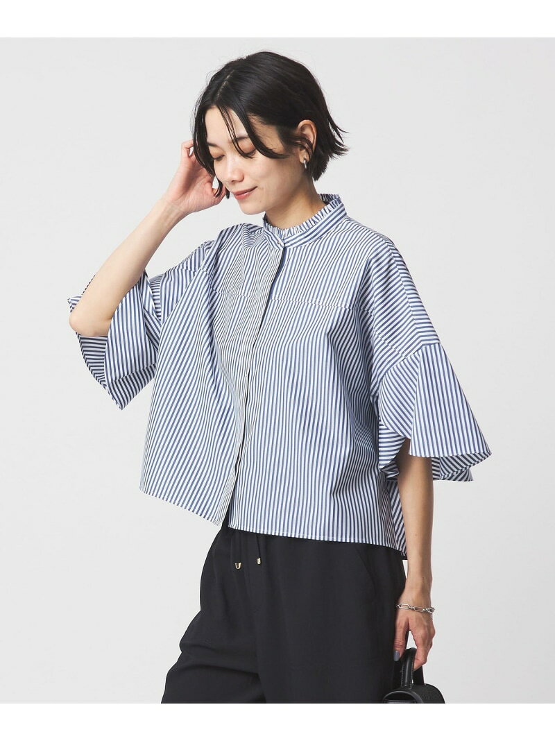 乐天商城 - フレアスリーブ ブラウス 接触冷感 UNITED ARROWS green label relaxing ユナイテッドアローズ グリーンレーベルリラクシング トップス シャツ・ブラウス ホワイト ブラック【送料無料】[Rakuten Fashion]