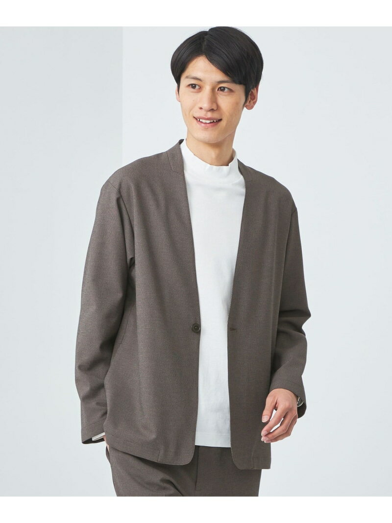 ユナイテッドアローズ A+ ピンチェック 1B ノーカラー ジャケット -ウォッシャブル・ストレッチ・防シワ- UNITED ARROWS green label relaxing ユナイテッドアローズ グリーンレーベルリラクシング ジャケット・アウター テーラードジャケット・ブレザー ブラウン ネ【送料無料】[Rakuten Fashion]