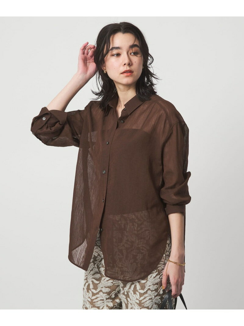 Rakuten - [size SHORTあり]ラミーライク シャツ 通気性 UNITED ARROWS green label relaxing ユナイテッドアローズ グリーンレーベルリラクシング トップス シャツ・ブラウス ホワイト ブラック ブラウン【送料無料】[Rakuten Fashion]