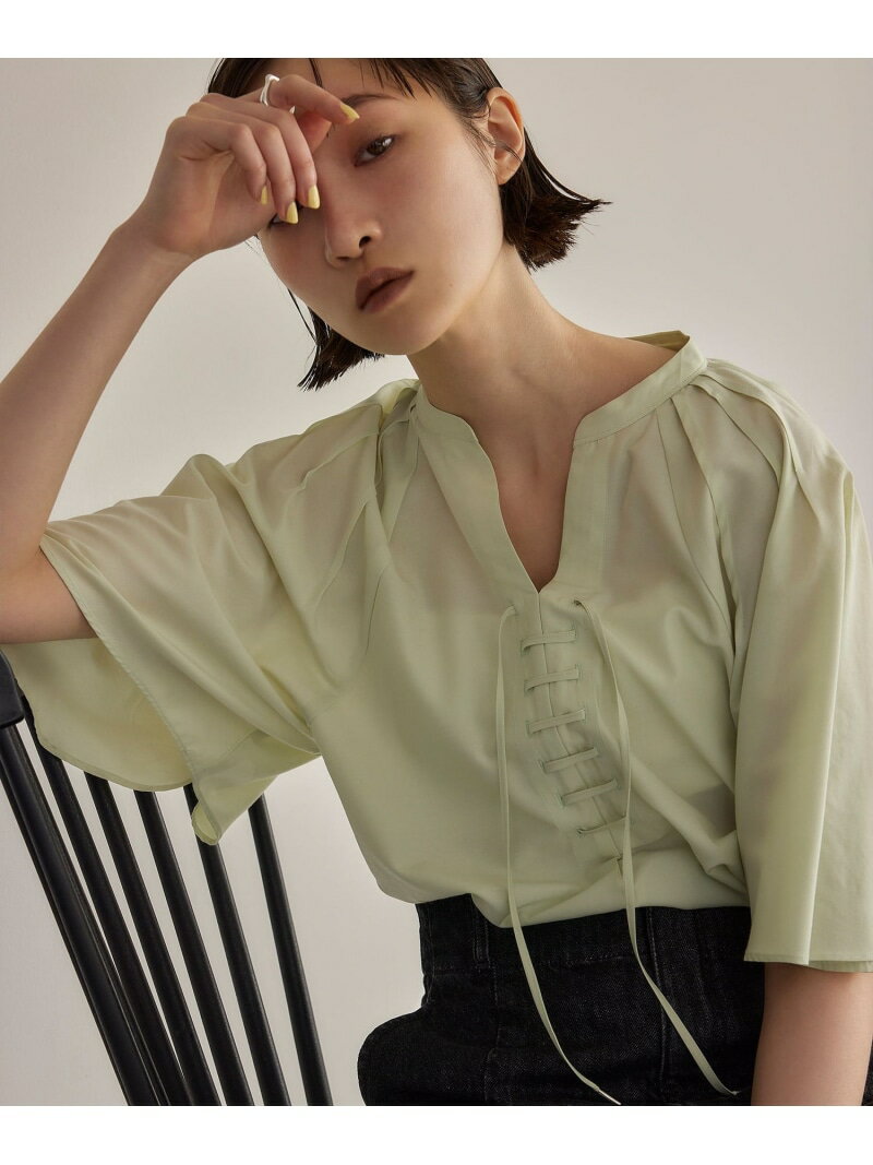 【SALE／50%OFF】＜EMMEL REFINES＞EM タックフレアスリーブ レースアップ ブラウス EMMEL REFINES ユナイテッドアローズ グリーンレーベルリラクシング トップス シャツ・ブラウス ブラック ホワイト【RBA_E】【送料無料】[Rakuten Fashion]のサムネイル