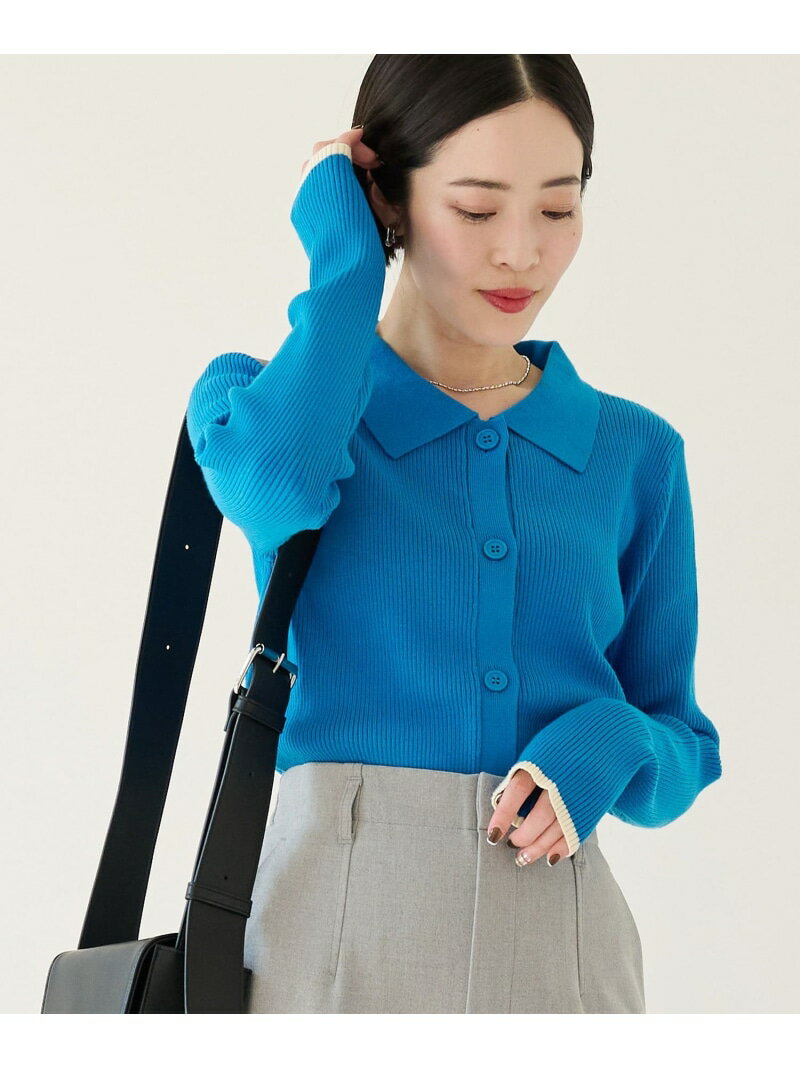 【WEB限定】エリツキ リブ カーディガン -ウォッシャブル・帯電防止- UNITED ARROWS green label relaxing ユナイテッドアローズ グリーンレーベルリラクシング トップス カーディガン ブルー ホワイト ブラック【送料無料】[Rakuten Fashion]のサムネイル